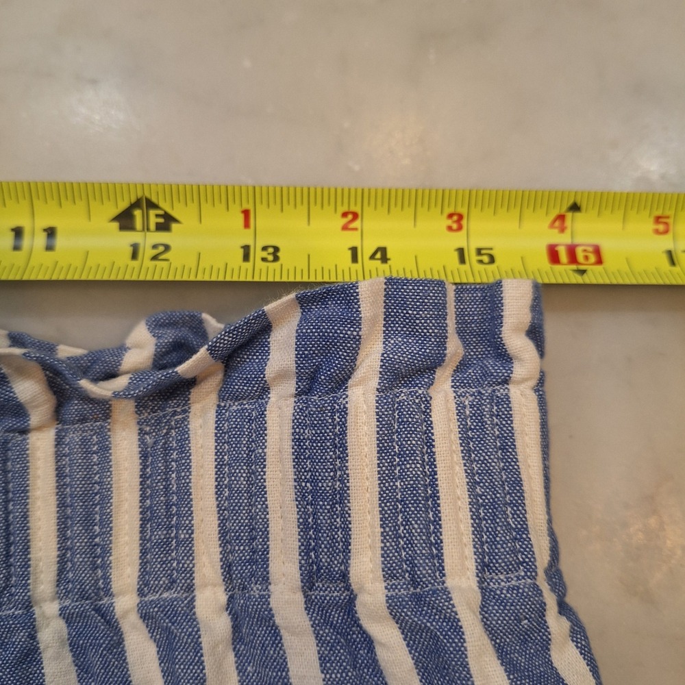 J.Crew Linen Blend Preppy Mini Skirt Sz 2 Blue Striped Paperbag Waist Lined - Picture 4 of 8